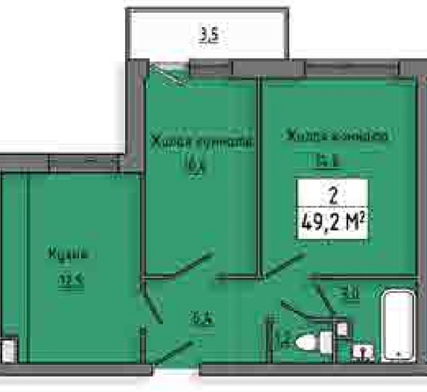 2-к квартира в новостройке, 49 кв.м., Россия, Курская область, городской округ Курск, Курск, Сеймский, Энгельса улица, д.156
